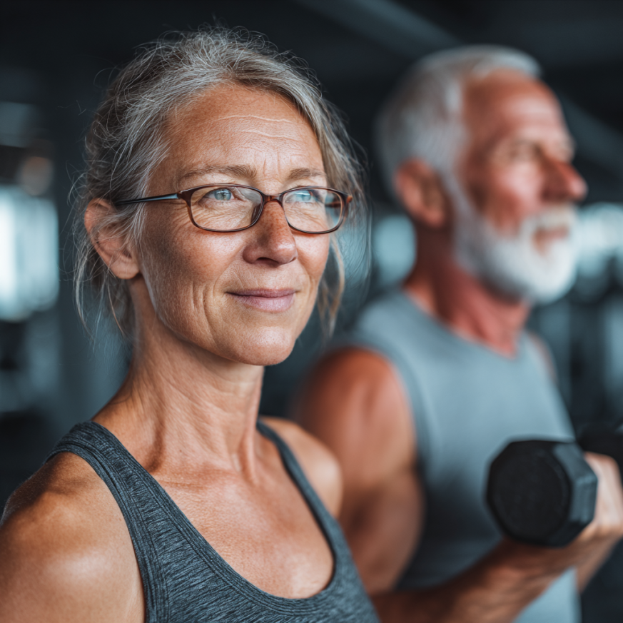 Активні люди зрілого віку займаються фітнесом